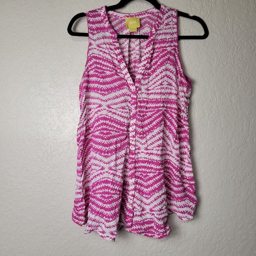 Maeve Anthropologie Lightweight Sleeveless V Neck Flowy Button Up Feminine Top
